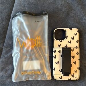 Wallis iPhone 13 Case - Black and White Heart Design